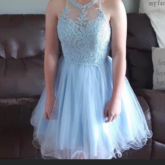 Selling a blue prom dress, used once for 3 hours, never worn since. - Picture 2 of 2